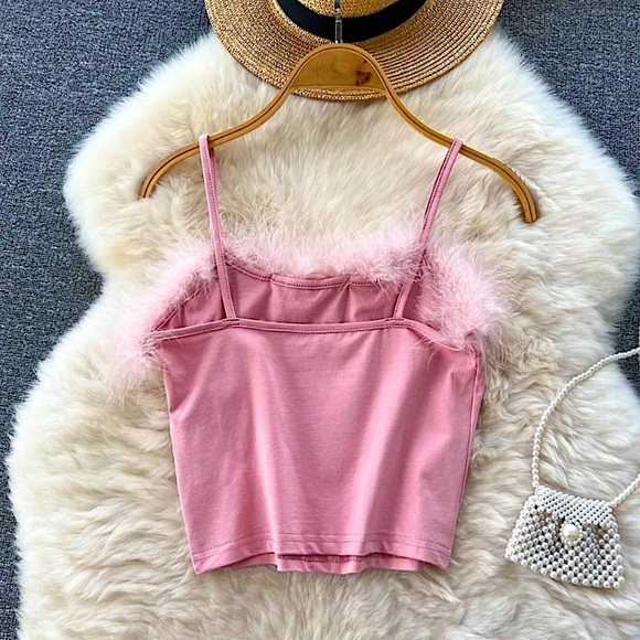 Pink feather trim cami - Picture 8 of 11